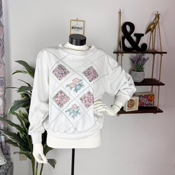 Russ Studio Tops - Russ Studio Vintage White Diamond Quilted Sweatshirt